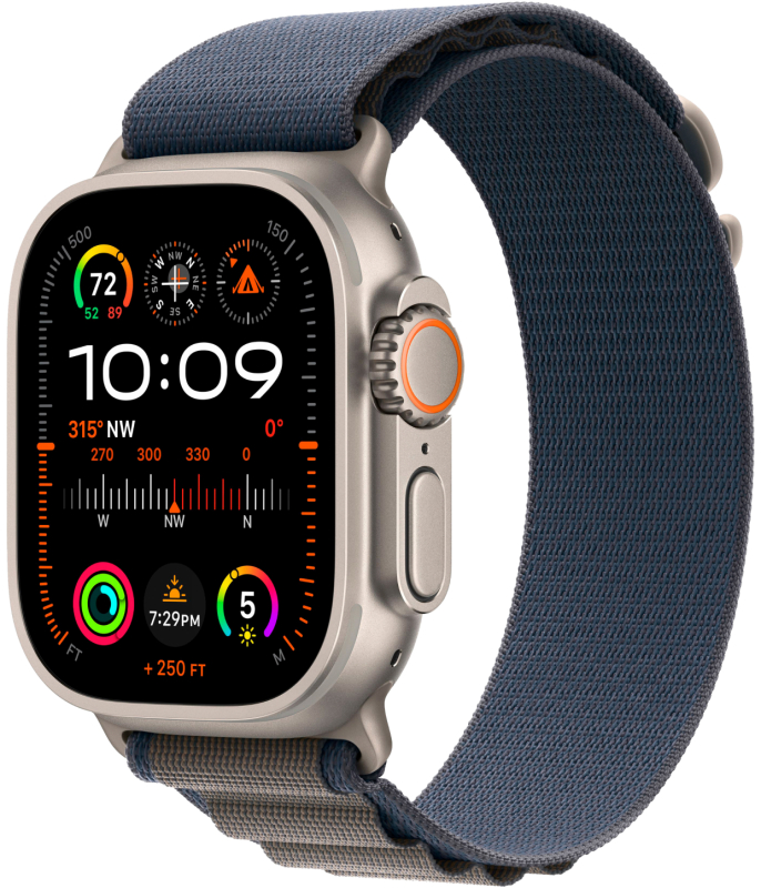 Apple Watch Ultra 2 GPS + Cellular, 49 мм, корпус из титана, ремешок Alpine синего цвета - S/M/L
